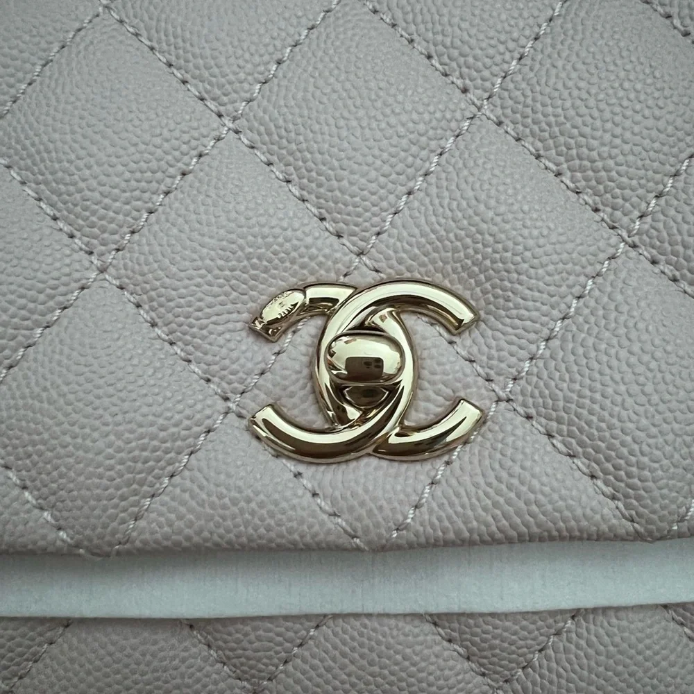 RARE 20A 2020 Chanel lilac small coco top handle pink shoulder bag - Picture 12 of 15